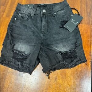 American Bazi Black Distressed Shorts- Size Small